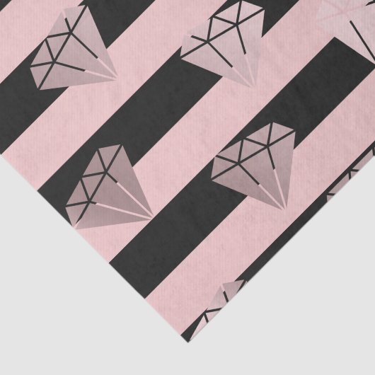 Elegant modern roos gouddiamantstrips tissuepapier (Detail)