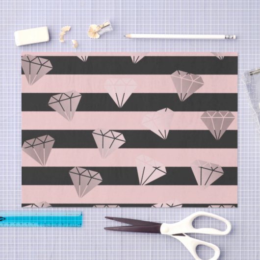 Elegant modern roos gouddiamantstrips tissuepapier (Craft)