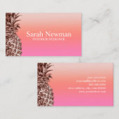 Elegant modern roos gouden anananasgradiënt roze visitekaartje (Voorkant / Achterkant)