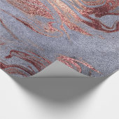 Elegant modern roos gouden blauwe marmer cadeaupapier (Hoek)