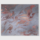 Elegant modern roos gouden blauwe marmer cadeaupapier (Vlak)