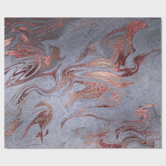 Elegant modern roos gouden blauwe marmer cadeaupapier (Vlak)