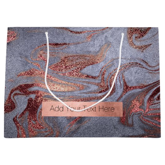 Elegant modern roos gouden blauwe marmer groot cadeauzakje (Voorkant)