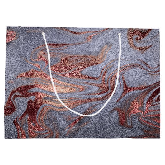Elegant modern roos gouden blauwe marmer groot cadeauzakje (Achterkant)