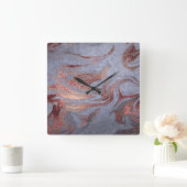 Elegant modern roos gouden blauwe marmer vierkante klok (Huis)