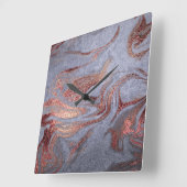 Elegant modern roos gouden blauwe marmer vierkante klok (Hoek)