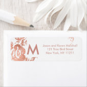 Elegant Modern Roos Gouden Bloemen Adresetiketten Etiket (Insitu)