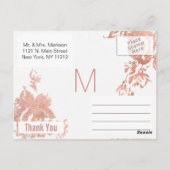 Elegant Modern Roos Gouden Bloemen Dank u Briefkaa Briefkaart (Achterkant)