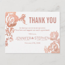 Elegant Modern Roos Gouden Bloemen Dank u Briefkaa Briefkaart