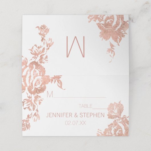 Elegant Modern Roos Gouden Bloemen Plaats Kaarten Plaatskaartje (Buitenkant ongevouwen)