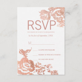 Elegant Modern Roos Gouden Bloemen RSVP Kaarten Kaartje