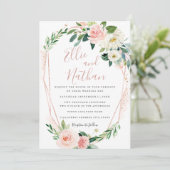 Elegant Modern Roos Gouden Bloemenkrans Trouwen Kaart (Staand voorkant)