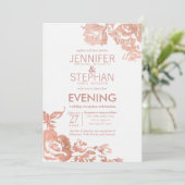 Elegant modern Roos gouden bloemontvangst Kaart (Staand voorkant)