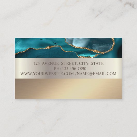 Elegant modern, Roos gouden cirkel smaragdgroen Visitekaartje (Achterkant)