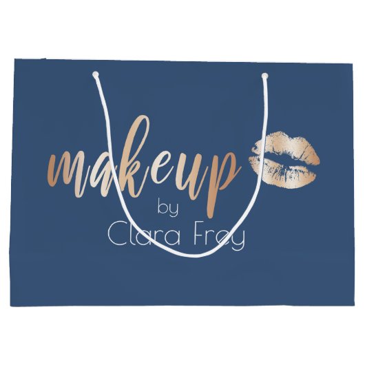 Elegant modern roos gouden lippen en make-up groot cadeauzakje (Achterkant)
