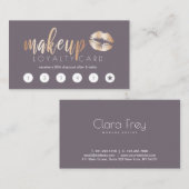 Elegant modern roos gouden lippen en make-up klantenkaartje (Voorkant / Achterkant)
