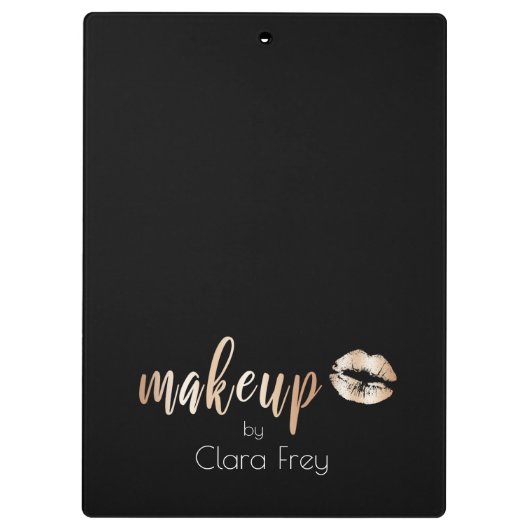 Elegant modern roos gouden lippen en make-up klembord (Achterkant)