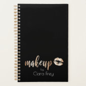 Elegant modern roos gouden lippen en make-up planner (Voorkant)