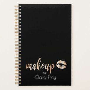 Elegant modern roos gouden lippen en make-up planner