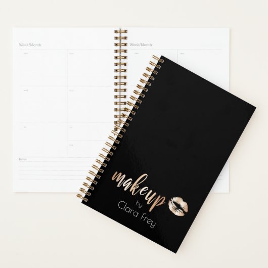 Elegant modern roos gouden lippen en make-up planner (Display)