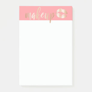 Elegant modern roos gouden lippen en make-up post-it® notes