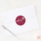 Elegant modern roos gouden lippen en make-up ronde sticker (Envelop)