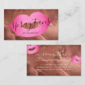 Elegant modern roos gouden lippen-sprayblikjes visitekaartje (Voorkant / Achterkant)