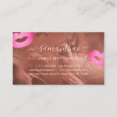 Elegant modern roos gouden lippen-sprayblikjes visitekaartje (Achterkant)