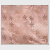 Elegant modern roos gouden marmerbare sneeuwvlokke cadeaupapier (Vlak)
