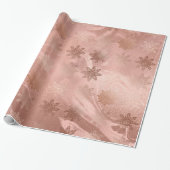 Elegant modern roos gouden marmerbare sneeuwvlokke cadeaupapier (Uitgerold)