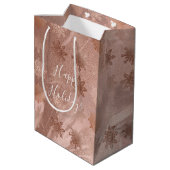 Elegant modern roos gouden marmerbare sneeuwvlokke medium cadeauzakje (Achterkant Gekanteld)