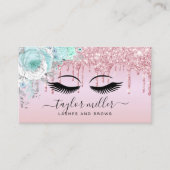 Elegant modern roos gouden mijnwimpers visitekaartje (Voorkant)