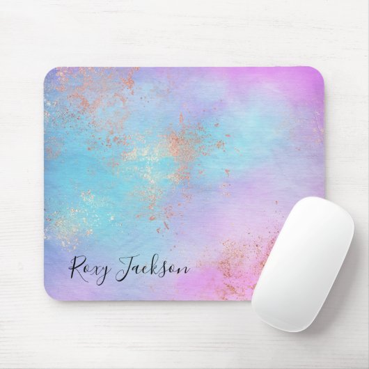 Elegant modern roos gouden waterverf kleurrijk muismat (Met muis)