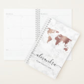 Elegant modern roos gouden witte marmer wereldkaar planner (Display)