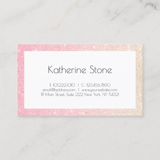 Elegant modern roos goudglitter-evenementsplanner visitekaartje (Achterkant)