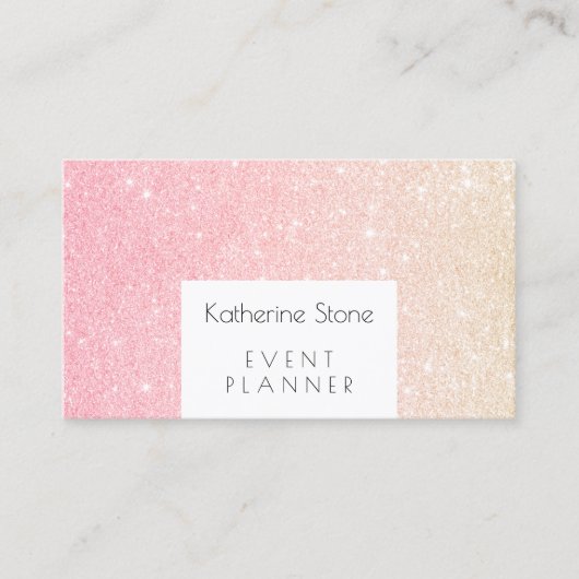Elegant modern roos goudglitter-evenementsplanner visitekaartje (Voorkant)