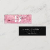 Elegant modern roos goudglitter make-up artiest mini visitekaartje (Voorkant / Achterkant)