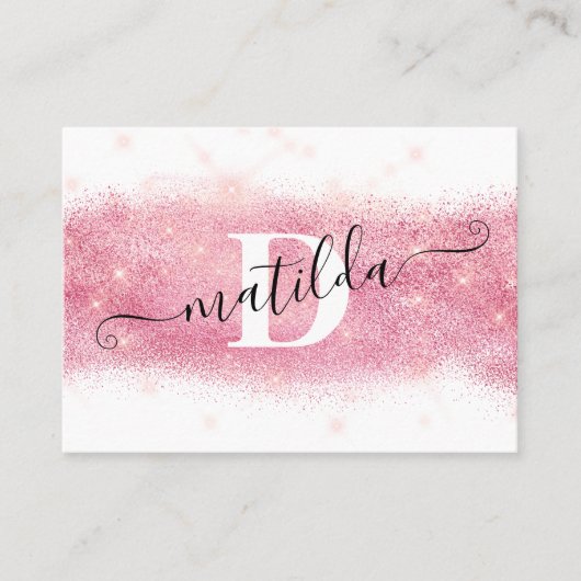 Elegant modern roos goudglitter make-up artiest visitekaartje (Voorkant)