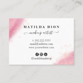 Elegant modern roos goudglitter make-up artiest visitekaartje (Achterkant)