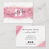 Elegant modern roos goudglitter make-up artiest visitekaartje (Voorkant / Achterkant)