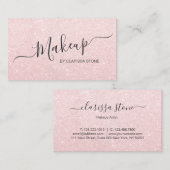 Elegant modern roos goudglitter make-up artiest visitekaartje (Voorkant / Achterkant)