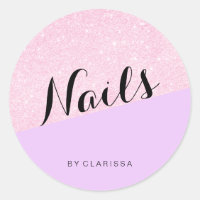 Elegant modern roos goudglitter paarse nagels