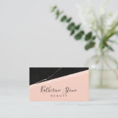 Elegant modern roos goudglitter zwarte marmer visitekaartje (Staand voorkant)