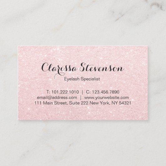 Elegant modern roos goudglitter zweeft visitekaartje (Achterkant)