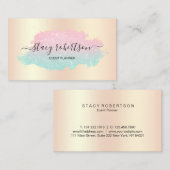 Elegant modern roos goudglitterplanner visitekaartje (Voorkant / Achterkant)