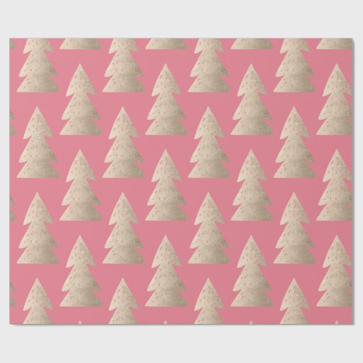 Elegant modern roos goudkerstboompatroon cadeaupapier (Vlak)