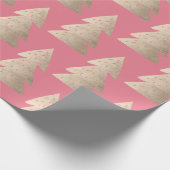 Elegant modern roos goudkerstboompatroon cadeaupapier (Hoek)