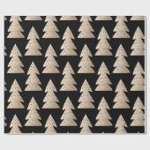 Elegant modern roos goudkerstboompatroon cadeaupapier (Vlak)