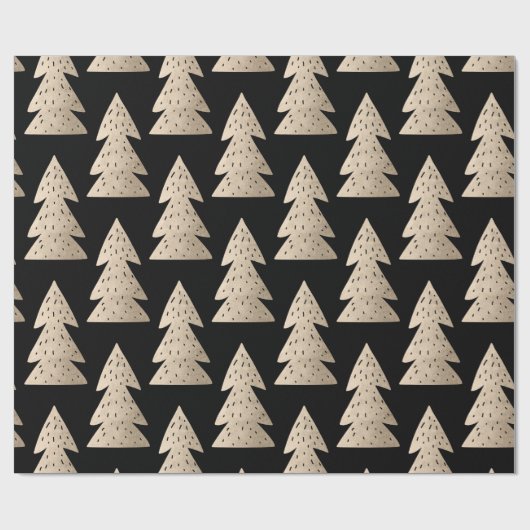 Elegant modern roos goudkerstboompatroon cadeaupapier (Vlak)