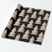 Elegant modern roos goudkerstboompatroon cadeaupapier (Uitgerold)